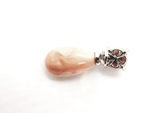 PINK ITALIAN CORAL & DIAMOND 18 KT WHITE GOLD EARRINGS