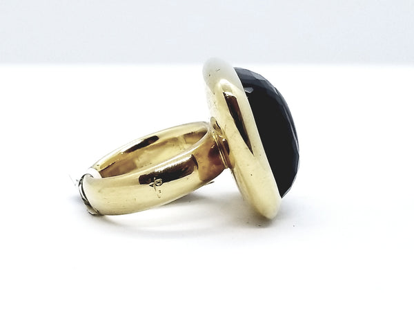 POMELLATO 18 KT YELLOW GOLD CARVED ONYX & CITRINE EXCEPTIONAL OPTICAL RING