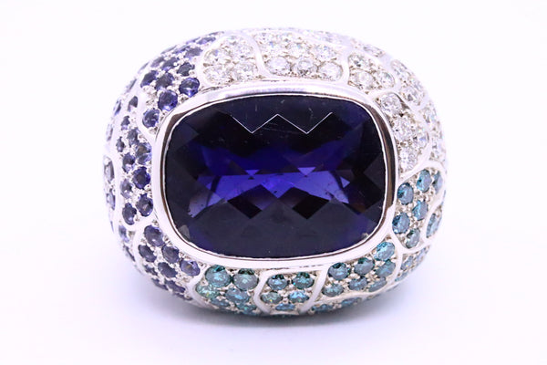 MERCEDES LLOP DE VILLALONGA 18 KT GOLD PURPLE IOLITE OVER SIZE RING