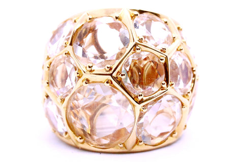 SALAVETTI 18 KT ROSE GOLD RING WITH DIAMONDS & TOPAZ