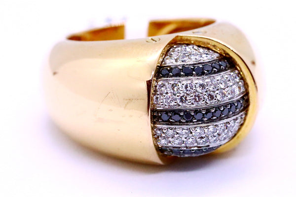 BVLGARI, GIANNI ENIGMA 18 KT YELLOW GOLD WHITE & BLACK DIAMONDS RING