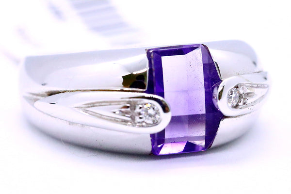 SALAVETTI 18 KT WHITE GOLD RING WITH AMETHYST & DIAMONDS