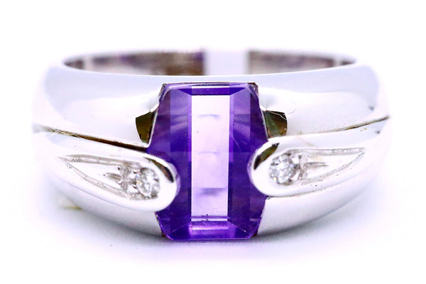 SALAVETTI 18 KT WHITE GOLD RING WITH AMETHYST & DIAMONDS