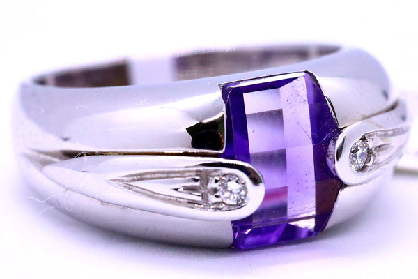 SALAVETTI 18 KT WHITE GOLD RING WITH AMETHYST & DIAMONDS