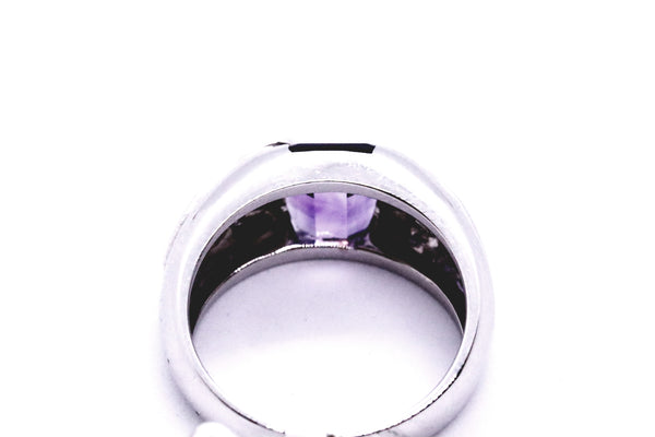 SALAVETTI 18 KT WHITE GOLD RING WITH AMETHYST & DIAMONDS