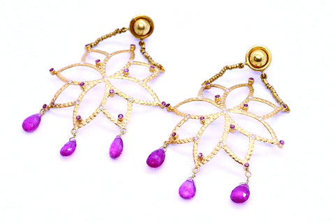 CAMPIDOGLIO 18 KT GOLD PINK TOURMALINE AND DIAMONDS EARRINGS