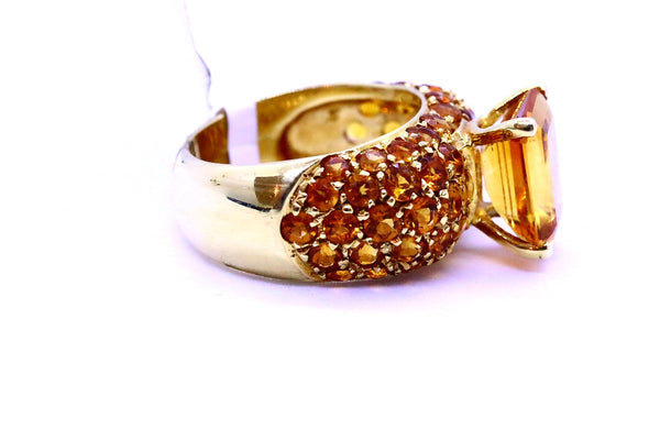 SALAVETTI 18 KT YELLOW GOLD RING WITH ORANGE CITRINES