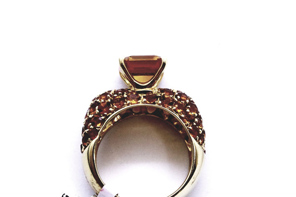 SALAVETTI 18 KT YELLOW GOLD RING WITH ORANGE CITRINES