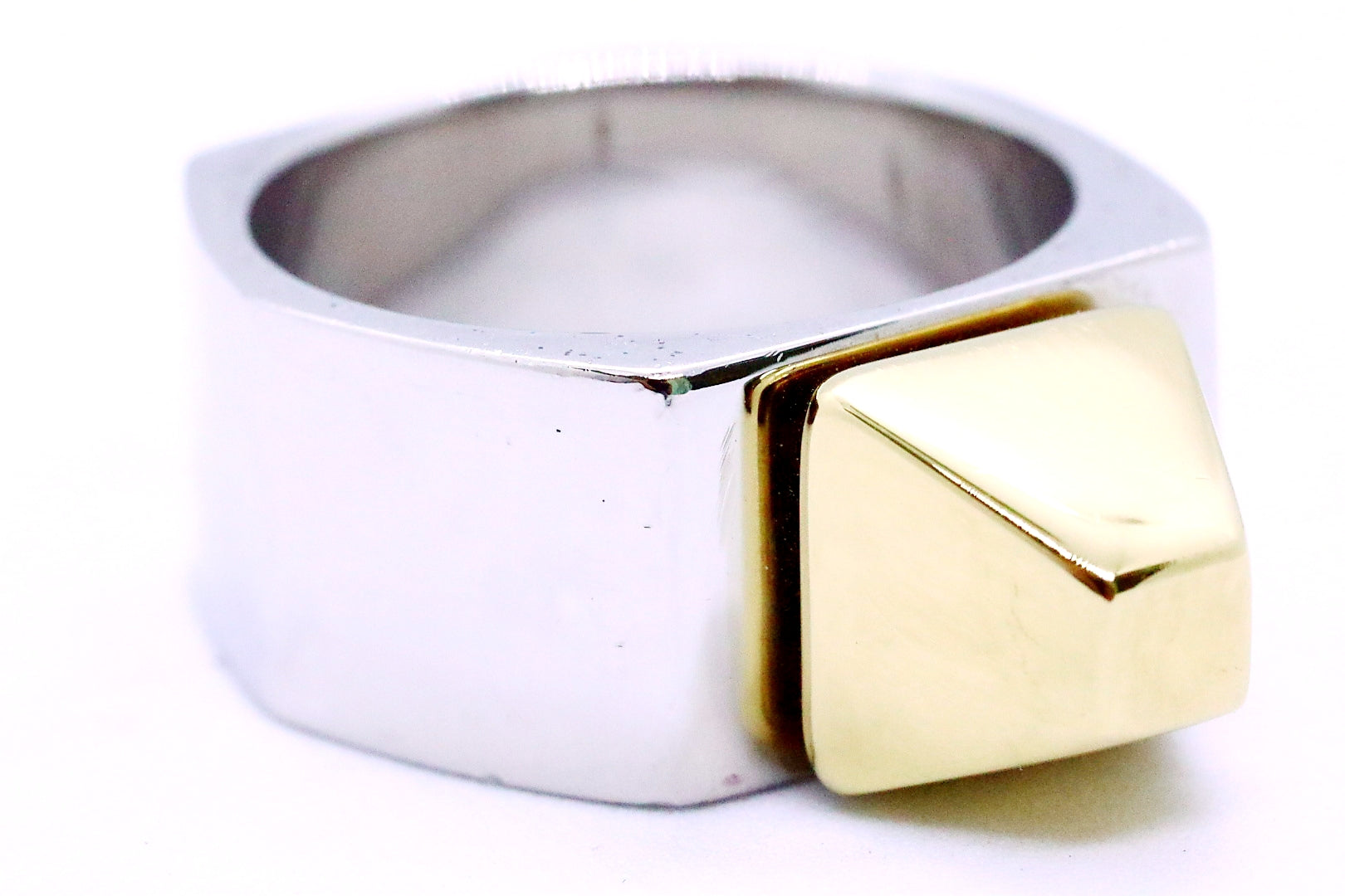 YVES SAINT LAURENT PIRAMIDE STERLING & GOLD RING