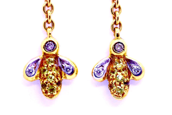 D'LIDO 18 KT EARRINGS WITH 1.52 Cts YELLOW SAPPHIRES & DIAMOND