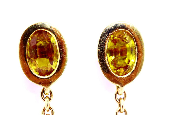 D'LIDO 18 KT EARRINGS WITH 1.52 Cts YELLOW SAPPHIRES & DIAMOND