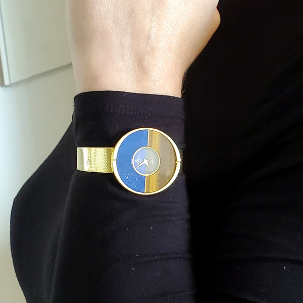 Baume & Mercier Piaget 1970 Retro Modernist Bracelet Wristwatch In 18Kt With Lapis Lazuli & Tiger Quartz