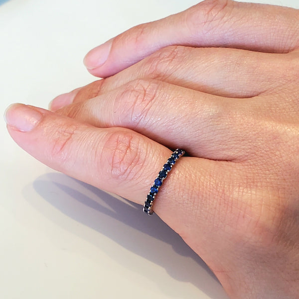 Eternity Modern Ring Band In 18Kt White Gold With 1.08 Cts Of Ceylon Blue Sapphires