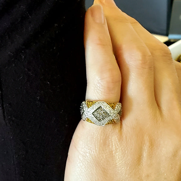 Italian Modern Cluster Band In 14Kt Gold With 1.84 Cts In Natural Color Diamonds