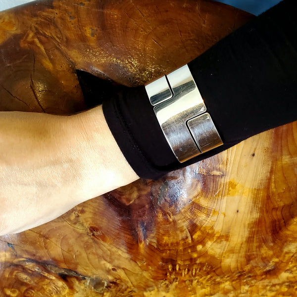 Dinh Van Paris Vintage Classic "Seventies" Geometric Cuff In .925 Sterling Silver