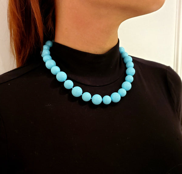 Hammerman Brothers Sleeping Beauty Blue Turquoise Necklace In 18Kt Yellow Gold