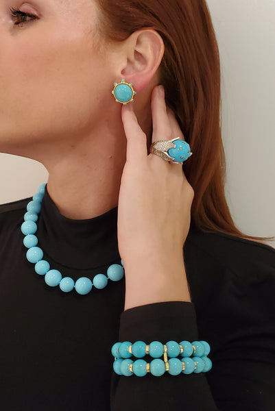 Hammerman Brothers Sleeping Beauty Blue Turquoise Necklace In 18Kt Yellow Gold