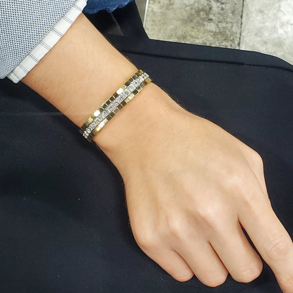 Raymond C. Yard 1940 Art Deco Retro Convertible Riviera Bracelet In Platinum With 5.85 Ctw Rose Cut Diamonds