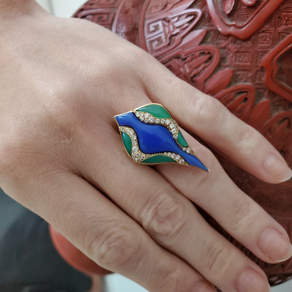 -Bvlgari Roma 2017 Festa Cocktail Ring In 18Kt Gold With 10.83 Ctw Diamonds And Gemstones