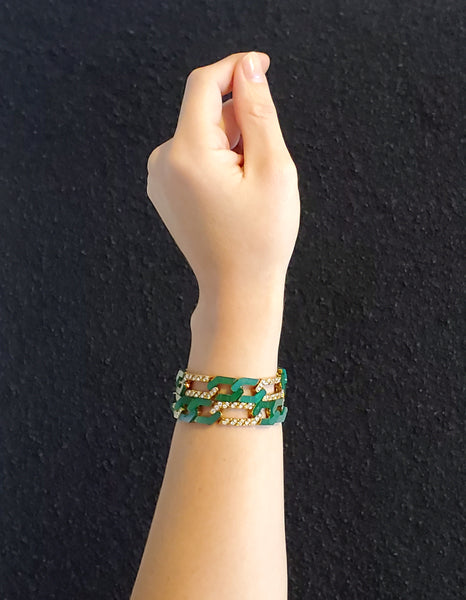 Van Cleef And Arpels 1976 Convertible Necklace Bracelets In 18Kt Gold With 6.24 Ctw In Diamonds And Chrysoprase