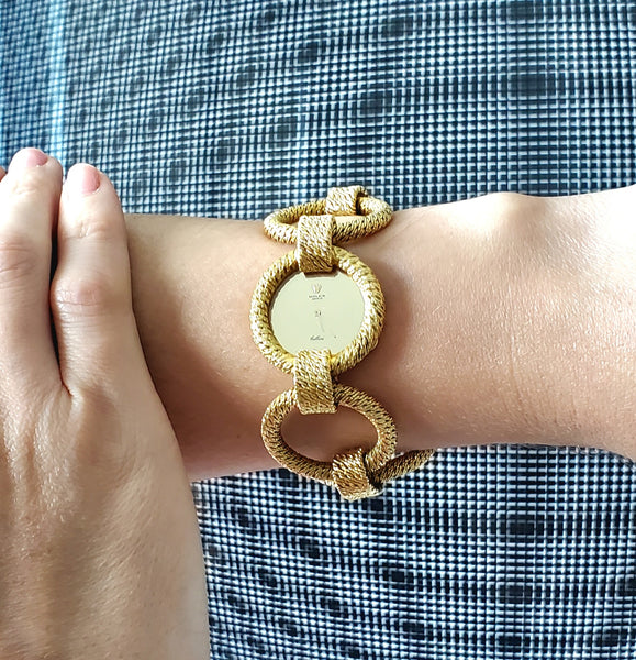 George L'Enfant 1970 Paris For Rolex SA Braided Bracelet Watch In 18Kt Yellow Gold