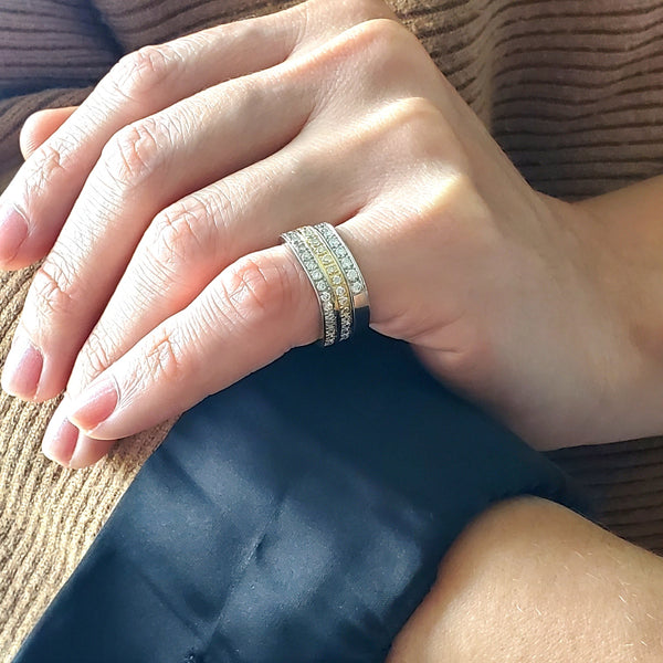 Paul Binder 1970 Swiss Square Eternity Ring In 18Kt Gold With 1.80 Ctw Diamonds