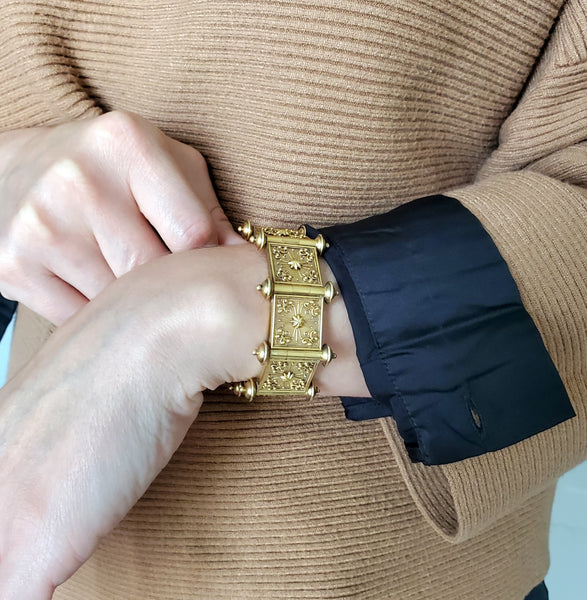 Castellani 1870 Italian Etruscan Revival Bracelet In Solid 19Kt Yellow Gold