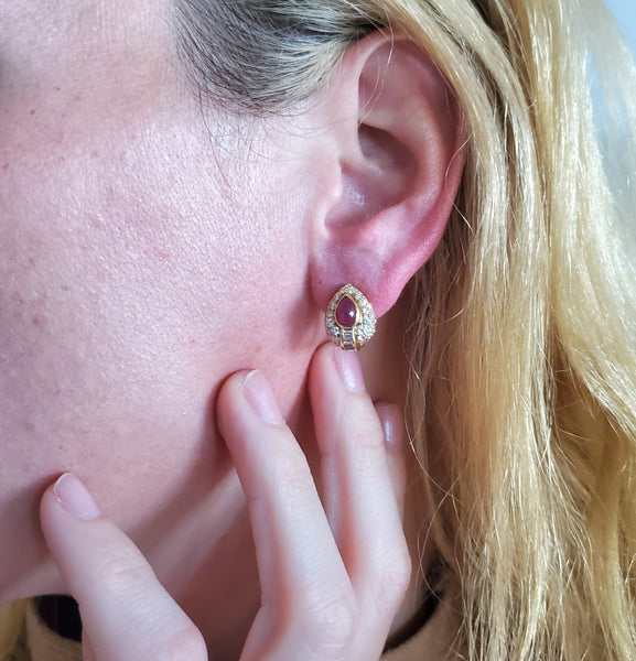 CARTIER George L'Enfant Earrings In 18Kt Gold With 5.44 Cts Burma Rubies & Diamonds