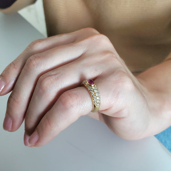 Cartier Paris Gems Set Ring In 18Kt Gold With 2.29 Cts In Diamond And Burmese Ruby