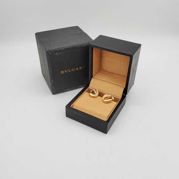 -Bvlgari Roma Clips Earrings In 18Kt Yellow Gold With 1.76 Cts In VS Diamonds