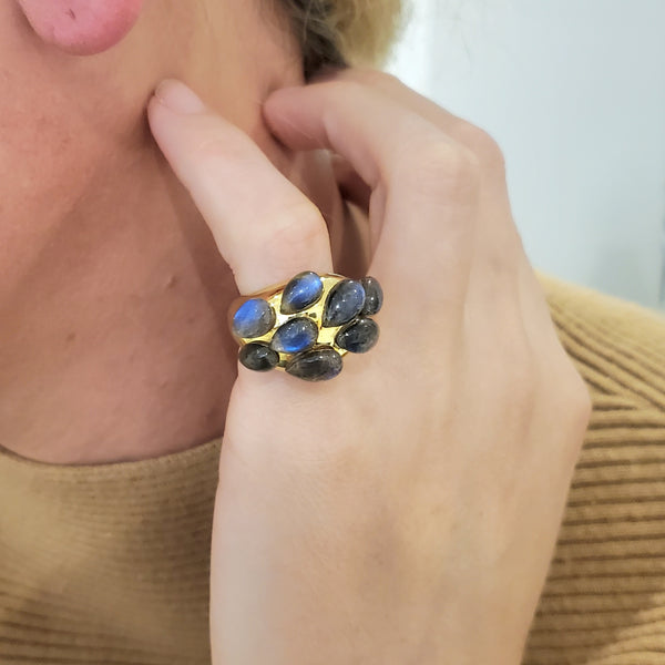 -Pomellato Milan Cocktail Ring In 18Kt Gold With 18.5 Ctw In Carved Labradorite