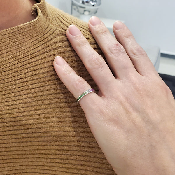 -Eternity Ring Band In 18Kt White Gold With 1.95 Ctw In Colors Sapphires