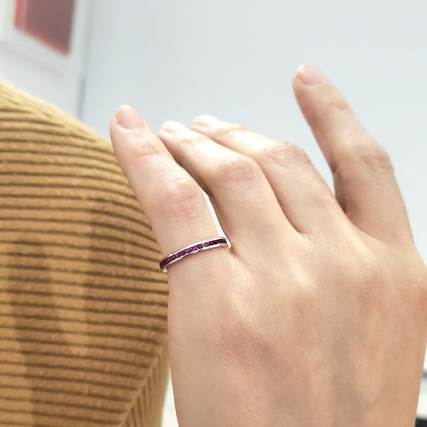 -Eternity Ring Band In 14Kt White Gold With 1.02 Ctw In Red Rubies