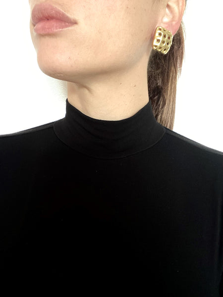 Angela Cummings Studios 1987 New York Rare Perforations Earrings In Solid 18Kt Yellow Gold