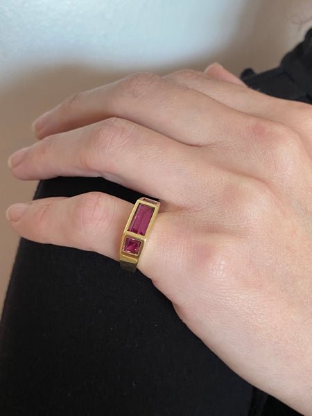 Tiffany And Co Paloma Picasso Studio Geometric Ring In 18Kt Gold With 4.34 Cts Of Pink Tourmalines