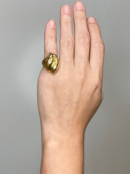 Henry Dunay New York 1990 Faceted Cocktail Ring In Solid 18Kt Yellow Gold
