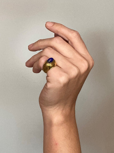 Boucheron Paris Jaipur Cocktail Ring In 18Kt Yellow Gold With 3 Cts Lapis Lazuli