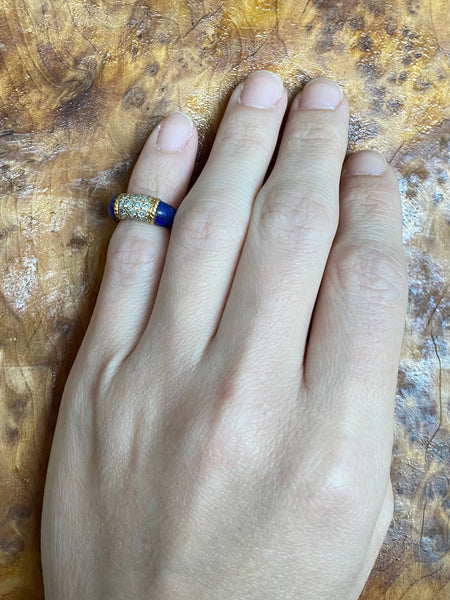 Van Cleef & Arpels 1960 Paris Philippines Lapis Lazuli Ring In 18Kt Yellow Gold With VS Diamonds