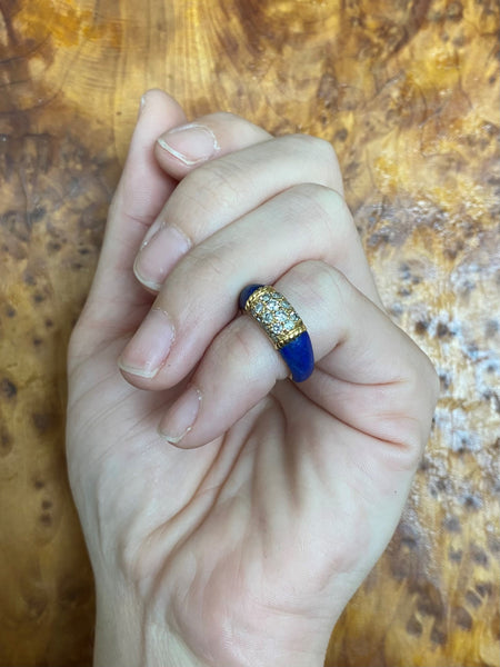 Van Cleef & Arpels 1960 Paris Philippines Lapis Lazuli Ring In 18Kt Yellow Gold With VS Diamonds