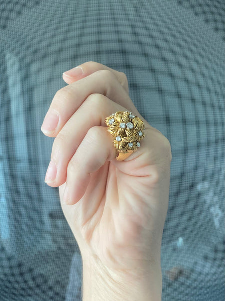 Van Cleef & Arpels 1960 Paris Cocktail Ring In 18Kt Gold And Platinum With 1.76 Cts Diamonds