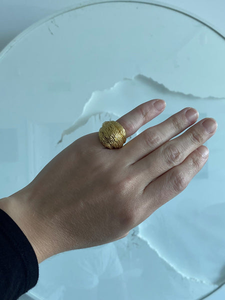 Van Cleef & Arpels Textured Bombe Cocktail Ring In Solid 18Kt Yellow Gold