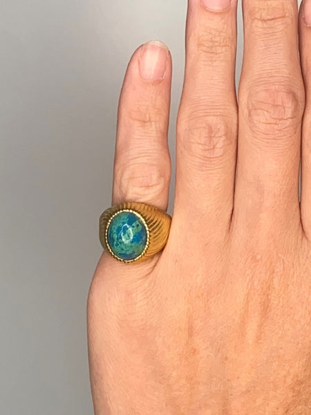 Tiffany Co 1970 Schlumberger Large Cocktail Ring In 18Kt Yellow Gold With Azurmalachite