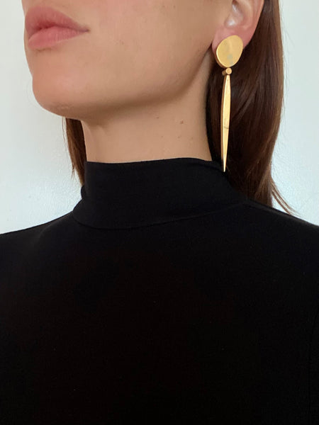 Rena Koopman Sculptural Convertible Drop Earrings In Frosted 18Kt Yellow Gold