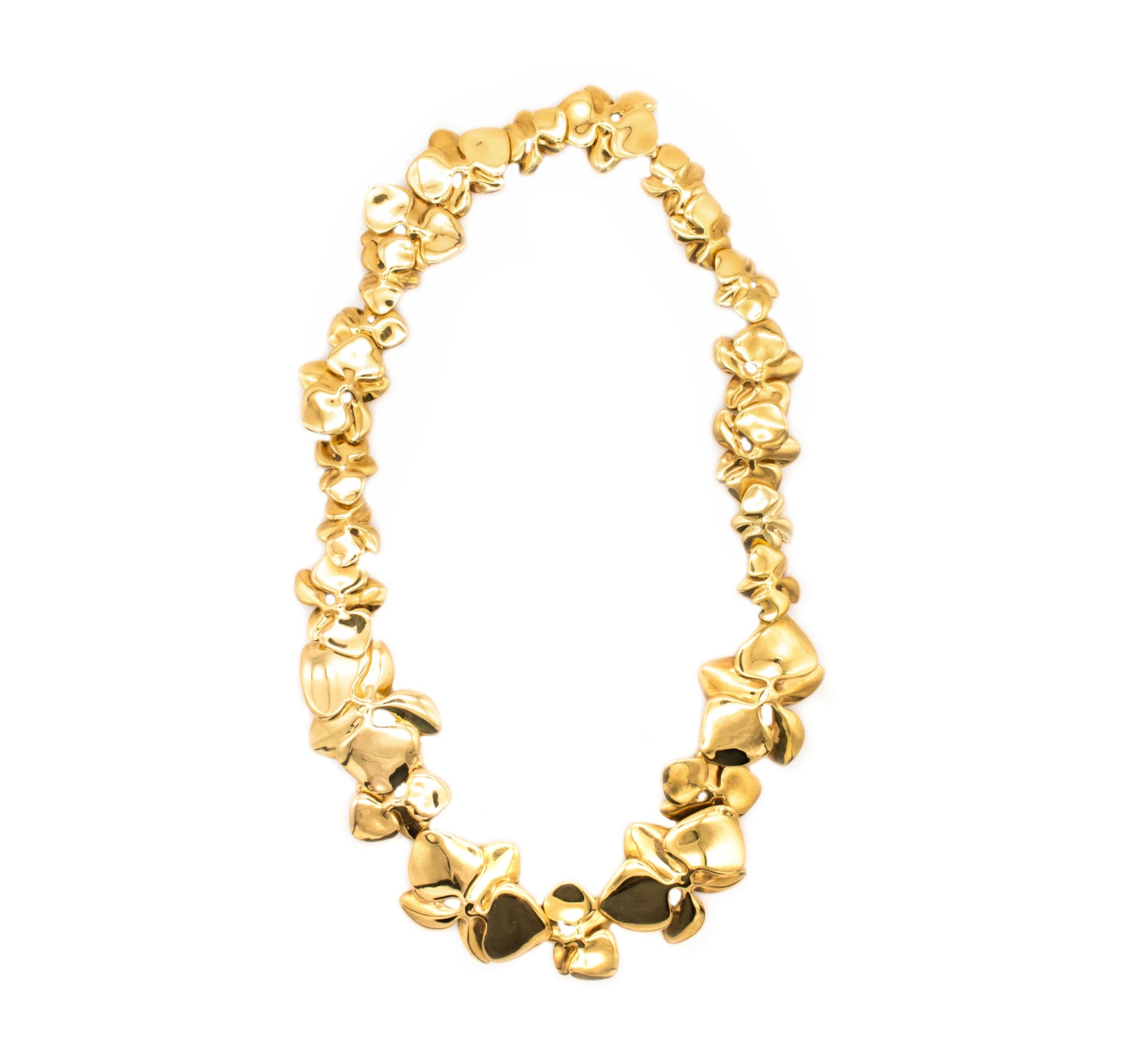 Angela Cummings 1984 New York Orchids flowers necklace in solid 18 