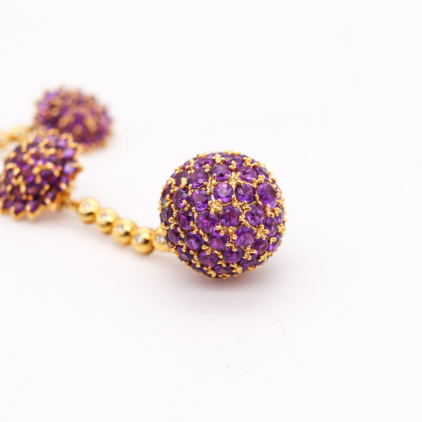 -Salavetti Dangle Drops Convertible Earrings In 18Kt Gold With 24.55 Ctw In Amethyst.