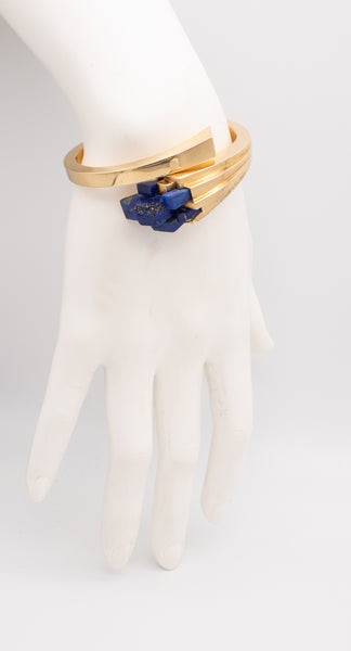 Mellerio 1970 Paris Very Rare 18Kt Gold Geometric Bracelet With Blue Lapis Lazuli