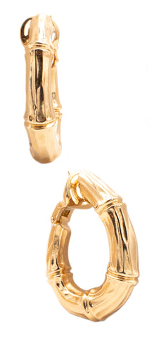 CARTIER PARIS 18 KT YELLOW GOLD HOOP EARRINGS WITH BAMBOO PATTERNS
