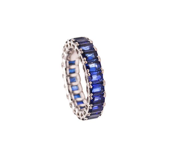 Eternity Band Ring In 18Kt White Gold With 5.58 Cts In Vivid Blue Sapphires