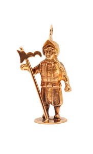 -Italian Vintage 1950 Vatican Guard Charm Pendant In solid 18Kt Yellow Gold