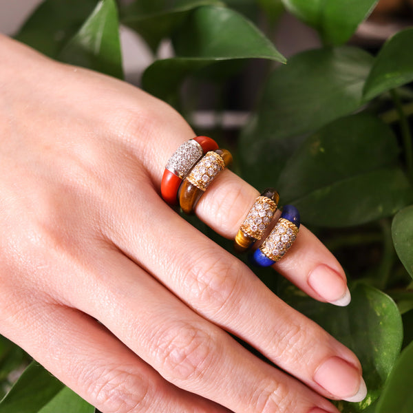 Van Cleef & Arpels 1960 Paris Philippines Lapis Lazuli Ring In 18Kt Yellow Gold With VS Diamonds